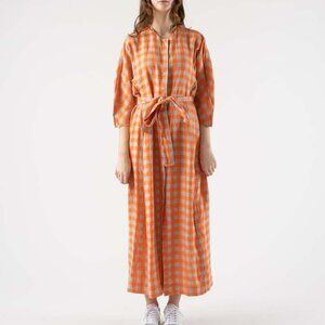 Henrik Vibskov Line Dress-- Orange Checks